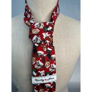 Knotty and Nice Santa Cats Holiday Christmas Tie  OS Red Santa Polyester